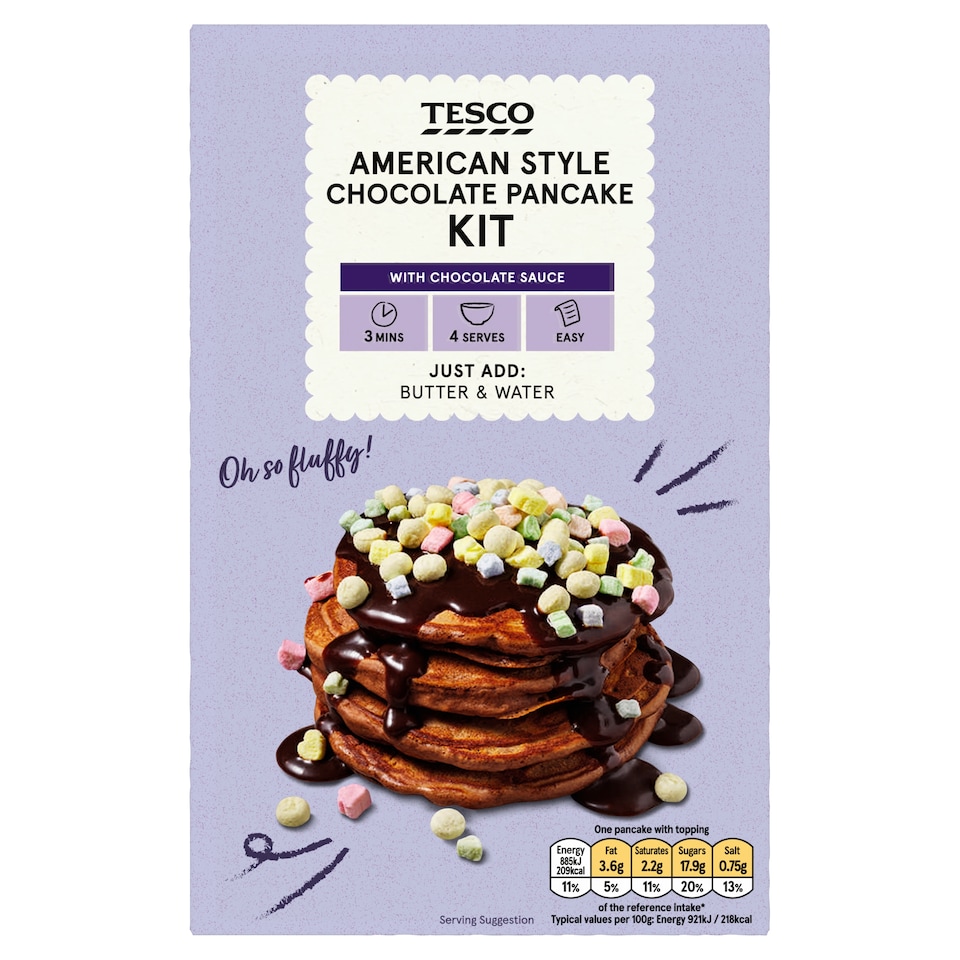 Tesco American Style Chocolate Pancake Kit 240G
