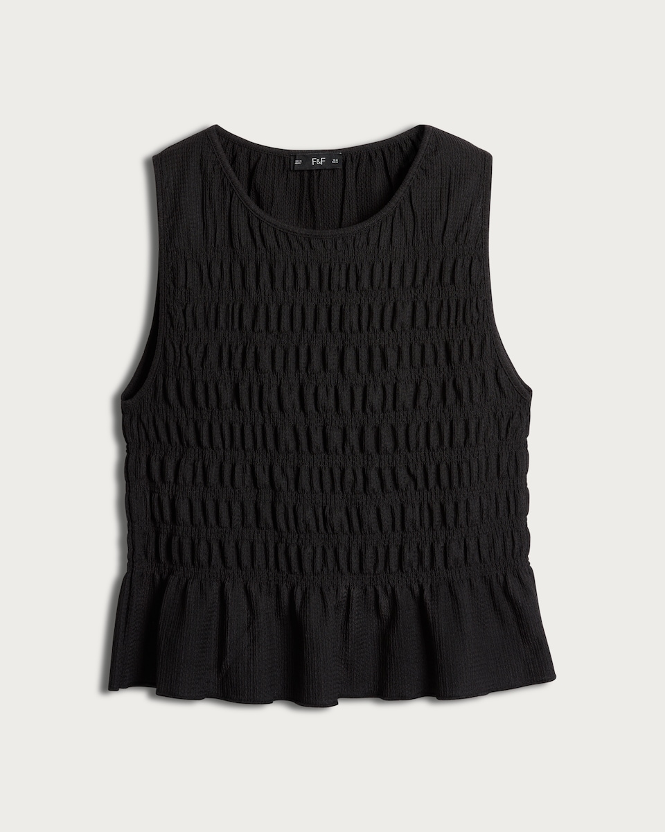 image 1 of F&F Textured Sleeveless Smock Top in Black
