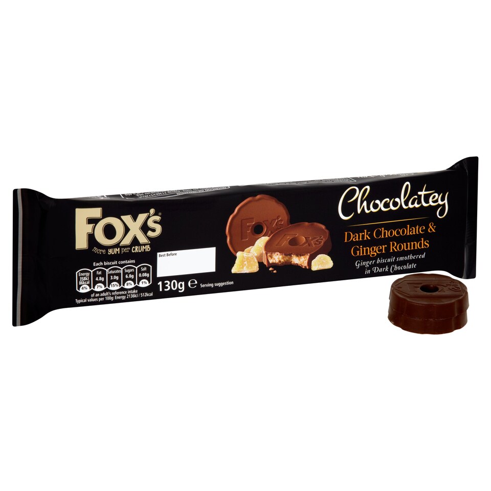 image 1 of Foxs Dark Chocolate Ginger Biscuit 130G