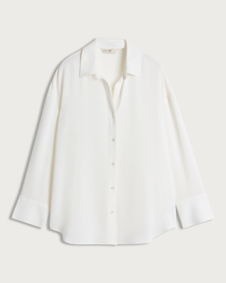 image 1 of F&F Button Up Collared Co-ord Shirt in White