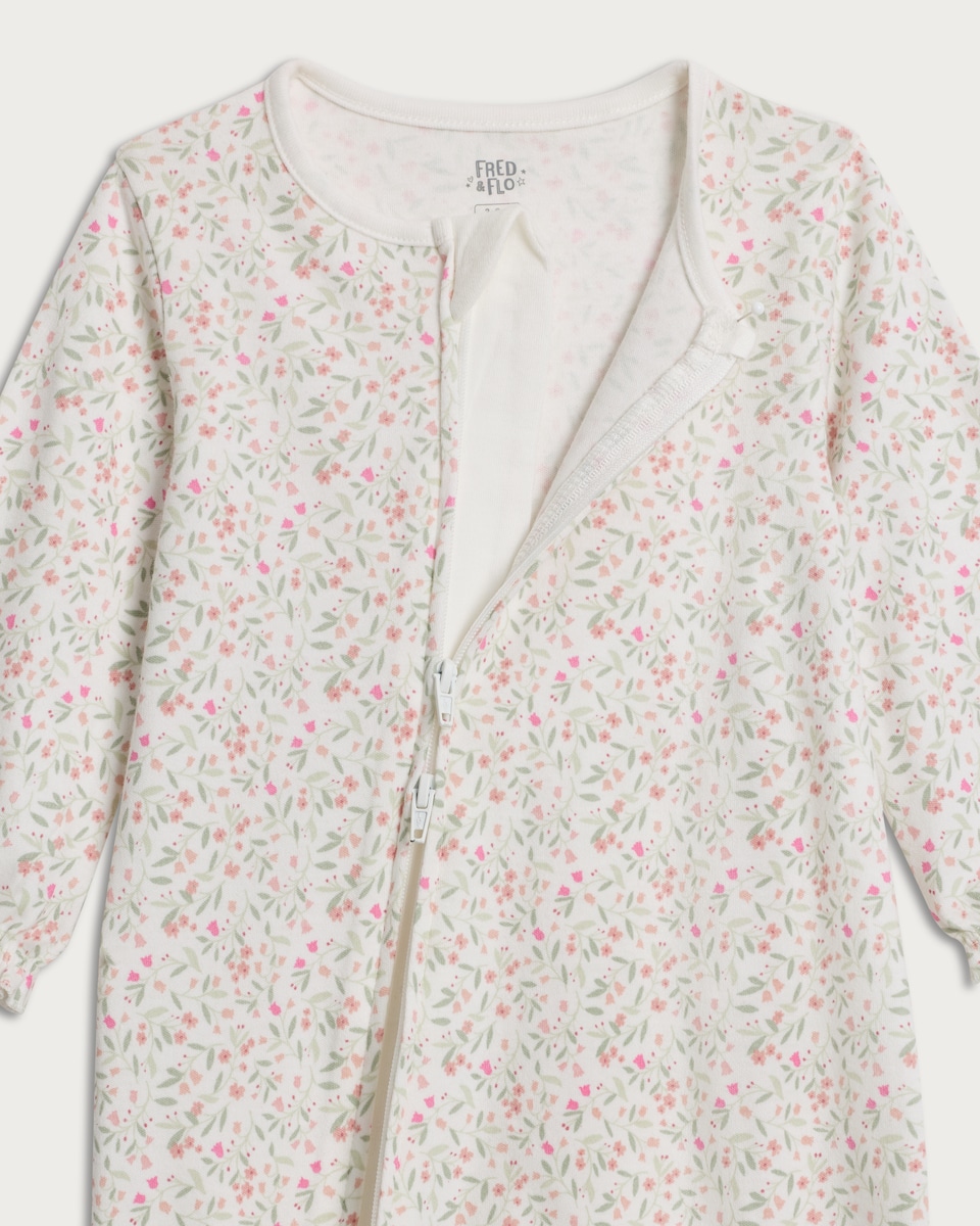 image 1 of F&F Baby Cotton Rich 2-Pack Zip Up Rompers in Pink