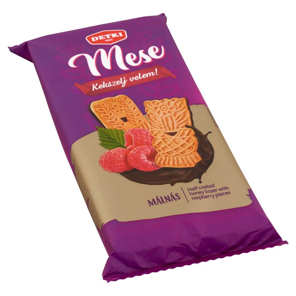 Detki Mese Half Coated Honey Linzer with Raspberry Pieces 180 g