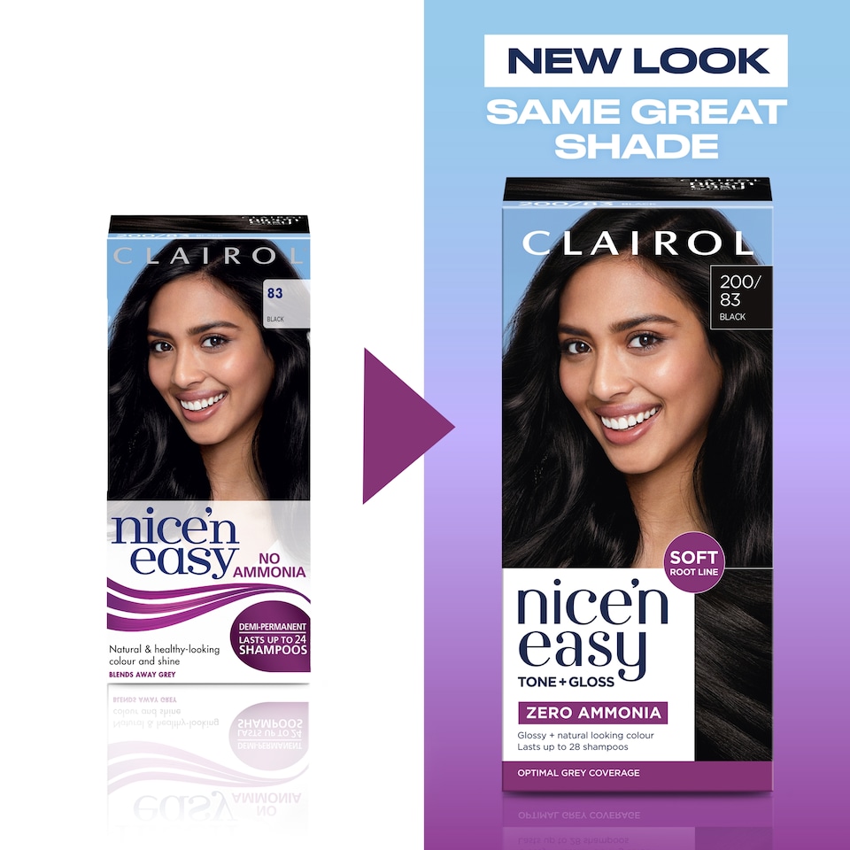 image 1 of CLAIROL NICE'N EASY TONE+GLOSS SEMI PERMANENT HAIR DYE - 200/83 BLACK