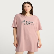 F&F Pure Cotton Amour Print Short Sleeved Nightdress in Multi Pink