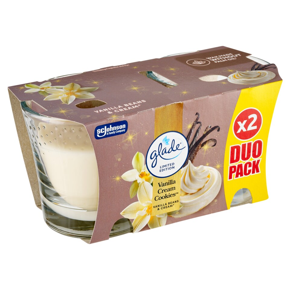 Obrázek 1 pro produkt Glade Vanilla Cream Cookies parfémovaná svíčka 2 x 112g (224g)