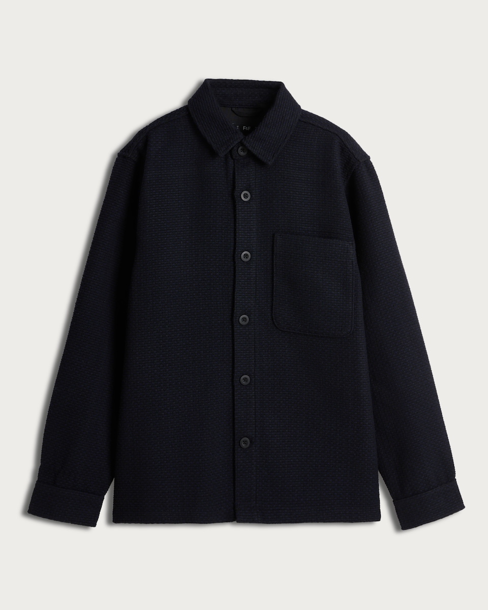 image 1 of F&F  Textured Button Up Shacket in Navy