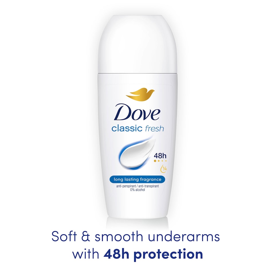 image 1 of Dove 48h Classic Antiperspirant Deodorant Roll On 50ml