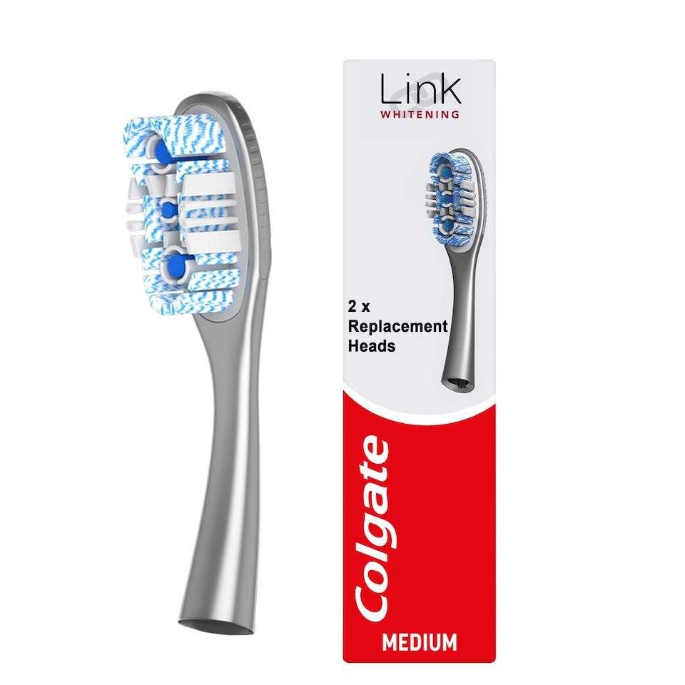 image 1 of Colgate Link Whitening Manual Toothbrush Medium Heads X2