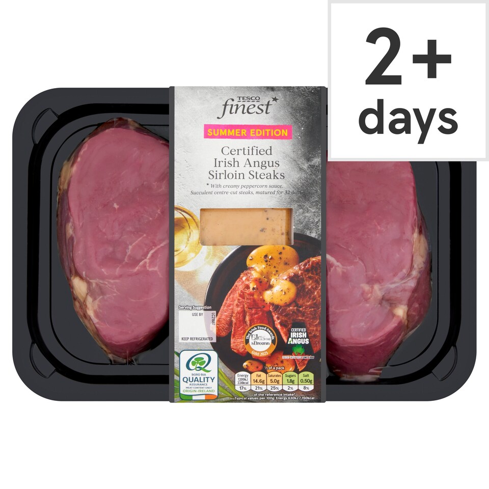 Tesco Finest Sirloin Steaks With Creamy Peprcrn Sauce 470G