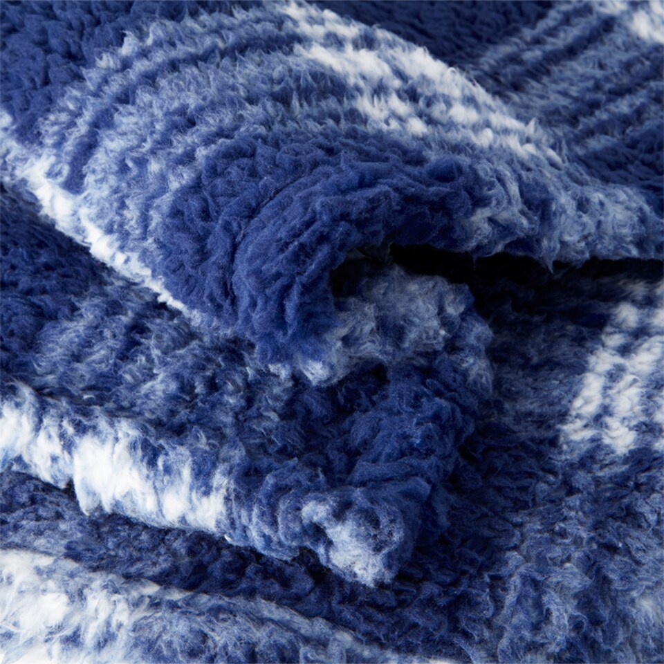 image 1 of Tesco Navy Teddy Throw