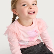 Peppa Pig Pure Cotton Ballet Print Top in Pink