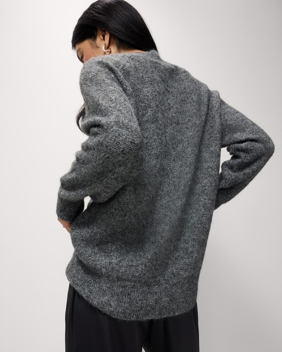 image 1 of F&F Sparkle V Neck Jumper in Grey