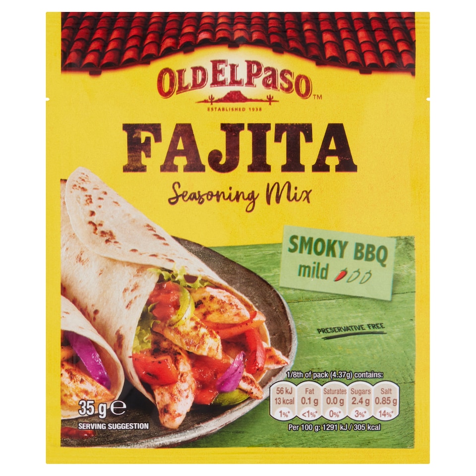 image 1 of Old El Paso Smoky Bbq Fajita Seasoning Spice Mx 35G