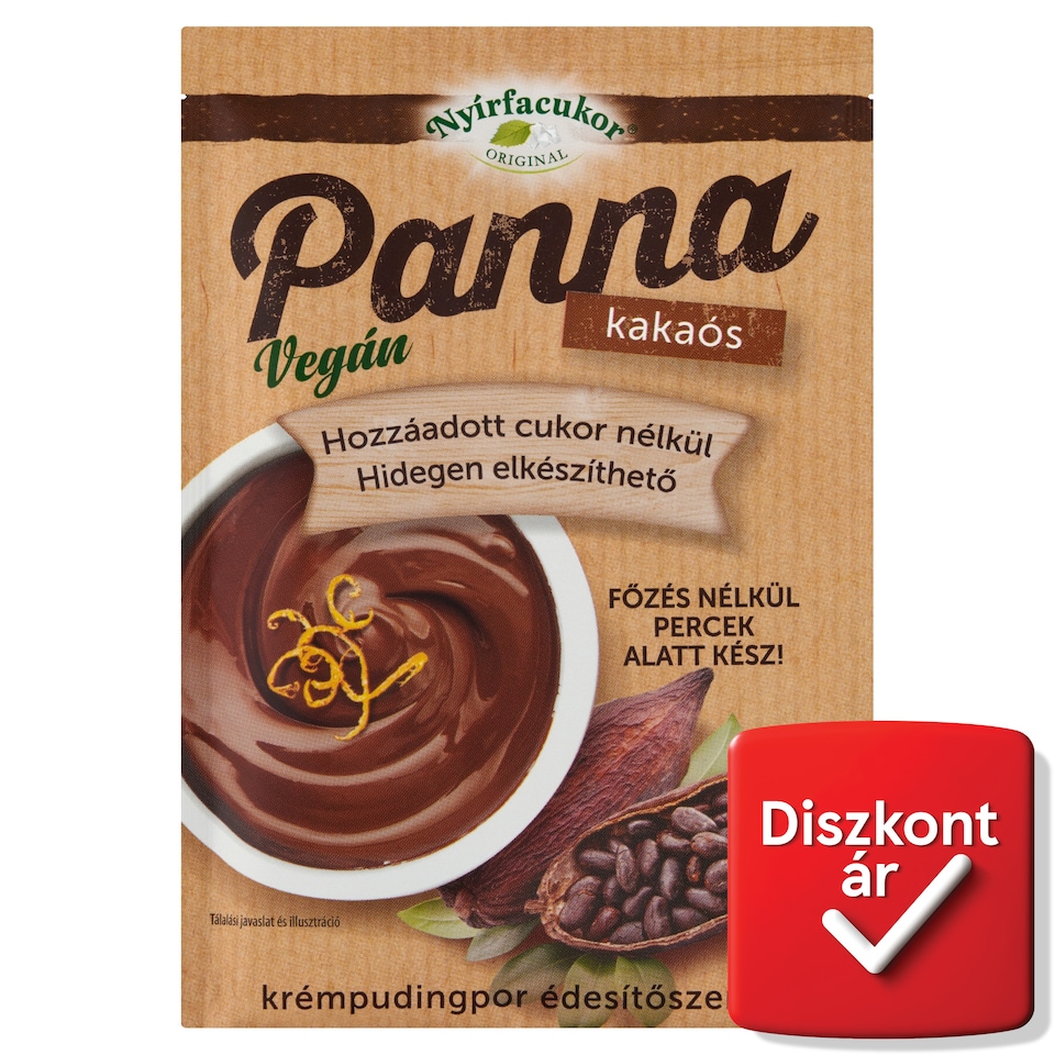 Nyírfacukor Original Panna Vegan Cocoa Cream Pudding Powder with Sweetener 50 g