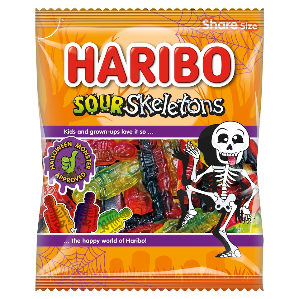 Haribo Sour Skeletons Fruit Flavour Gums 160G