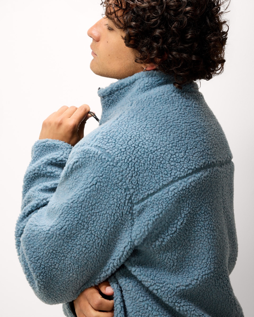 image 1 of RDA Borg Zip Up Jacket in Blue