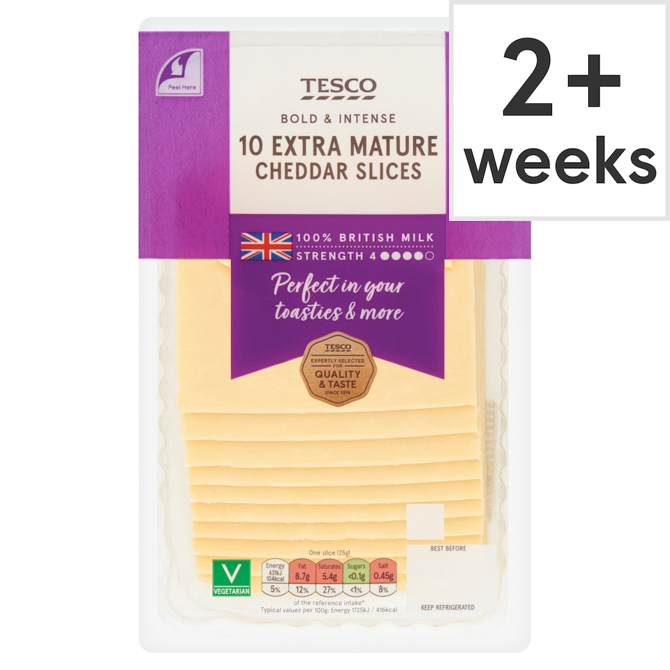 Tesco 10 Extra Mature Cheddar Slices 250G