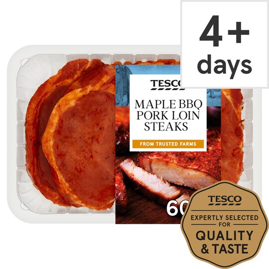 Tesco Maple Bbq Pork Loin Steaks 600G Tesco Groceries