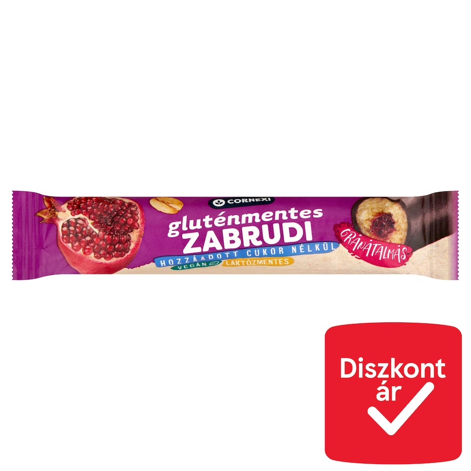 Cornexi gluténmentes gránátalmás zabrudi édesítőszerrel, hozzáadott cukor nélkül 30 g