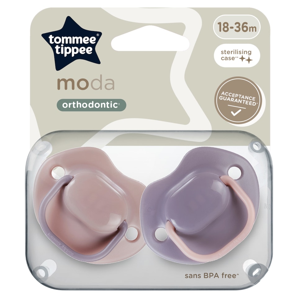 image 1 of Tommee Tippee Moda Soother, 18-36m, Pack of 2