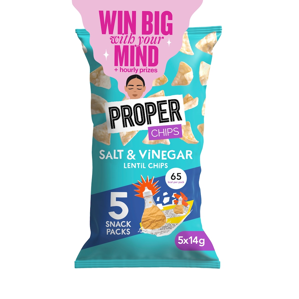 image 1 of Proper Chips Salt & Vinegar Lentil Chips 5 X 14G