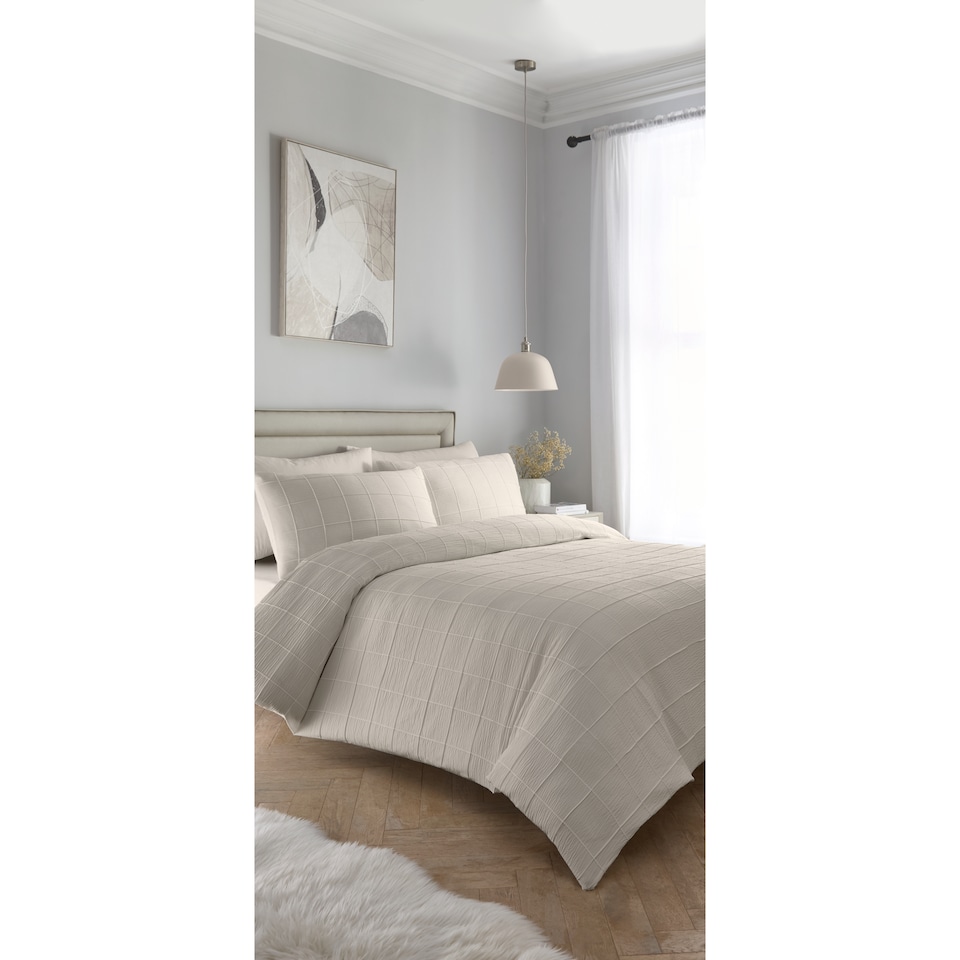 West Park Taupe Grid Duvet Set Double