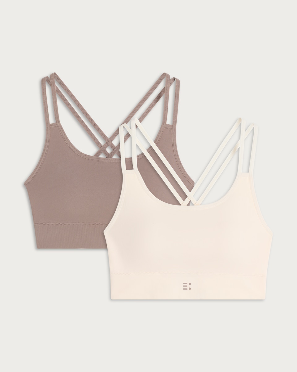 image 1 of F&F Active 2-Pack Strappy Light Support Sports Bras in Multi