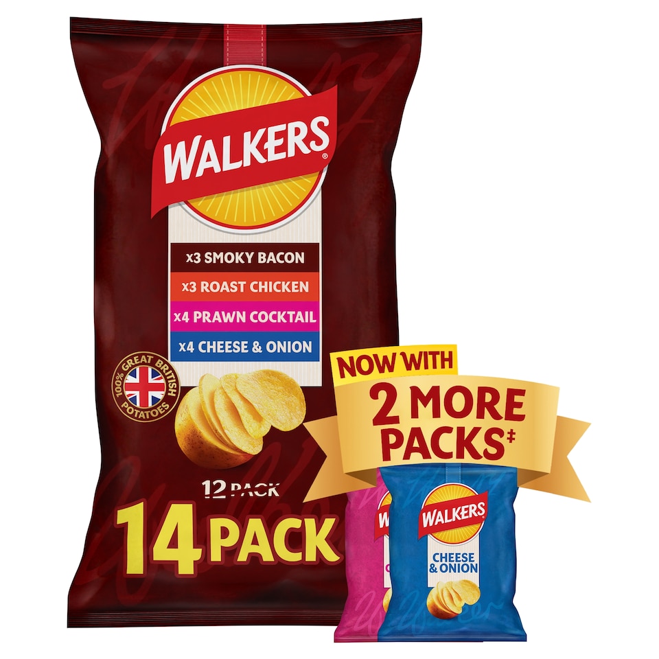 image 1 of Walkers Meaty Variety Multipack Crisps 14x25g