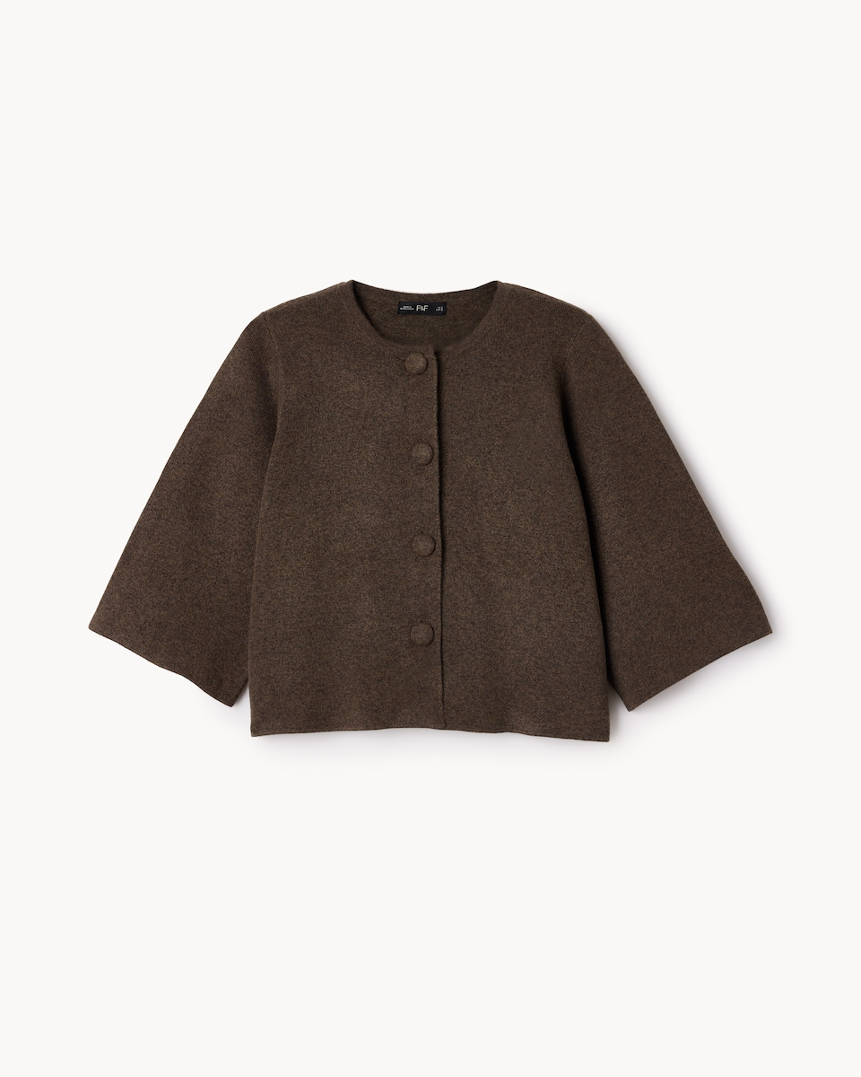 F&F Button Up Boxy Cardigan in Chocolate