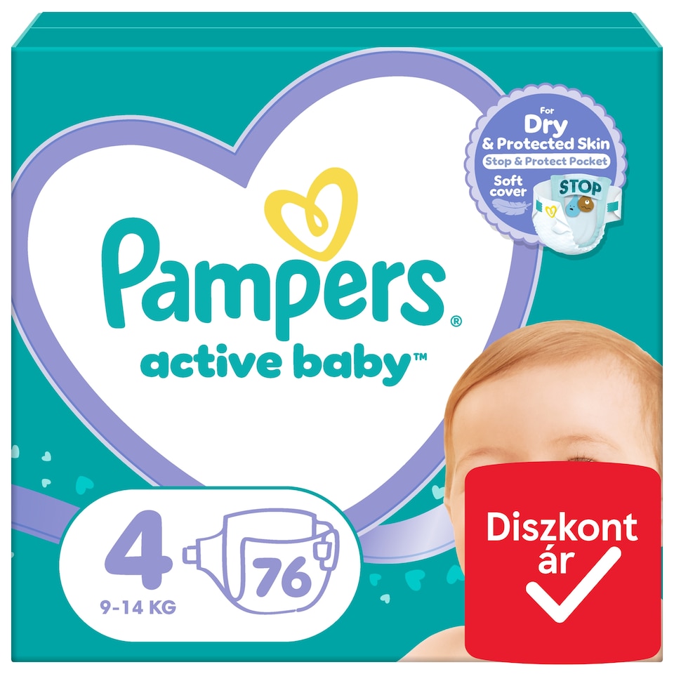 image 1 of Pampers Active Baby Size 4, 76 Nappies, 9kg-14kg