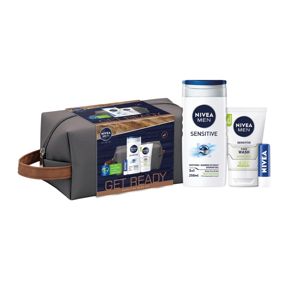 image 1 of Nivea Men Get Ready Sensitive Wash Kit Gift Set