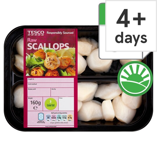 Tesco Raw Scallops 160G Tesco Groceries