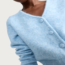 F&F Knitted Fluffy V Neck Cardigan in Blue