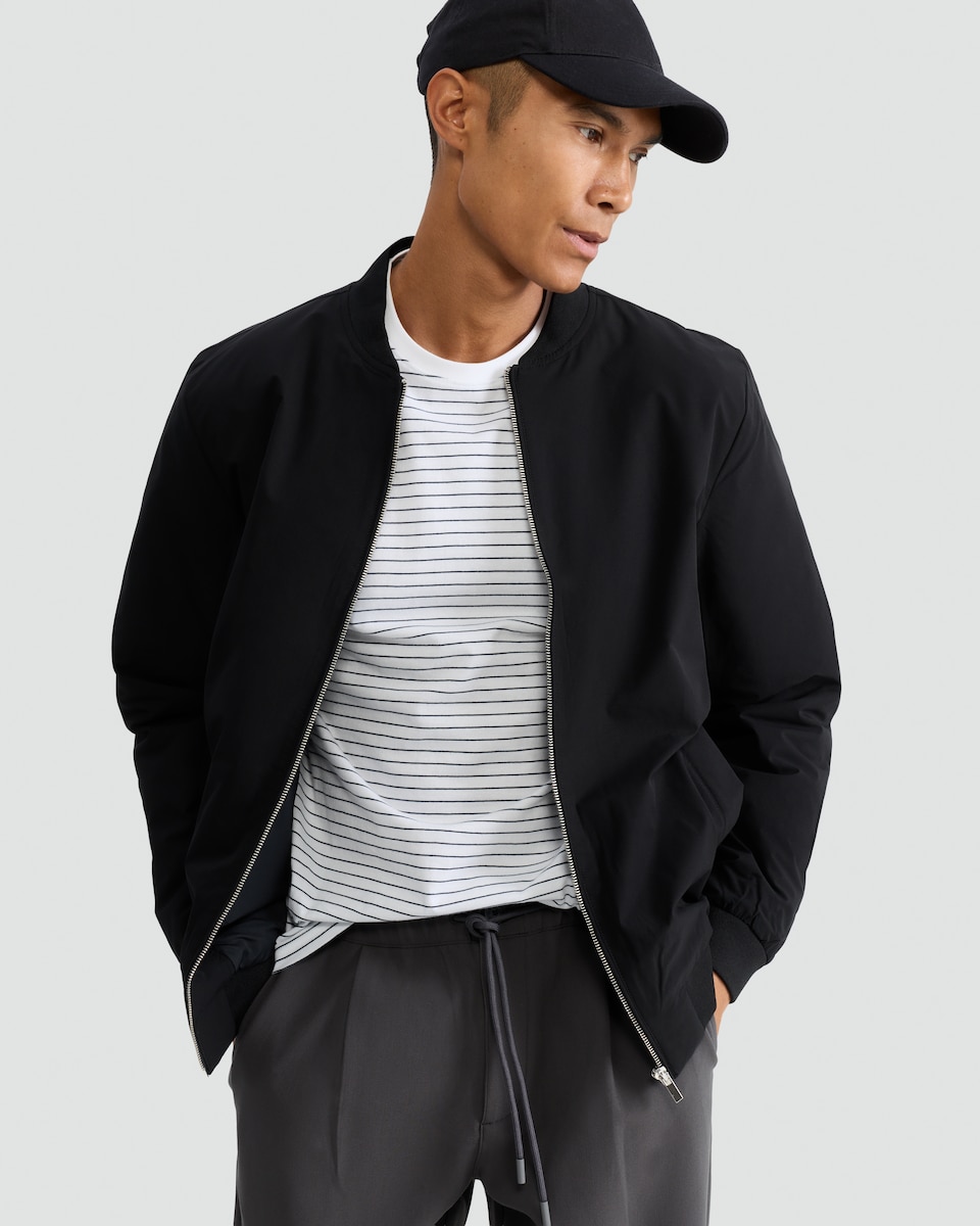 image 1 of F&F Zip Up Bomber Jacket in Black