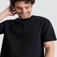 The F&F Edit Cotton Rich Ribbed Short Sleeved T-Shirt in Black