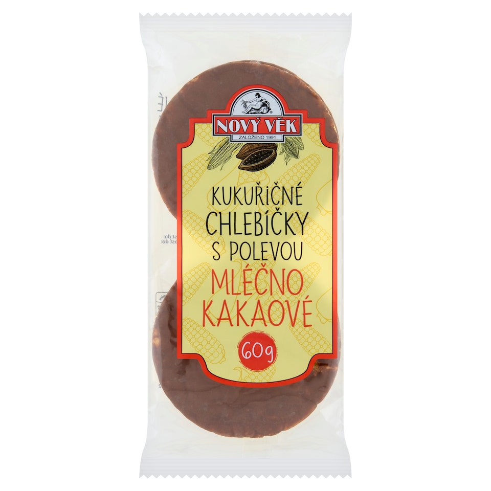 Obrázek 1 pro produkt Nový Věk Kukuřičné chlebíčky s polevou mléčnokakaové 60g