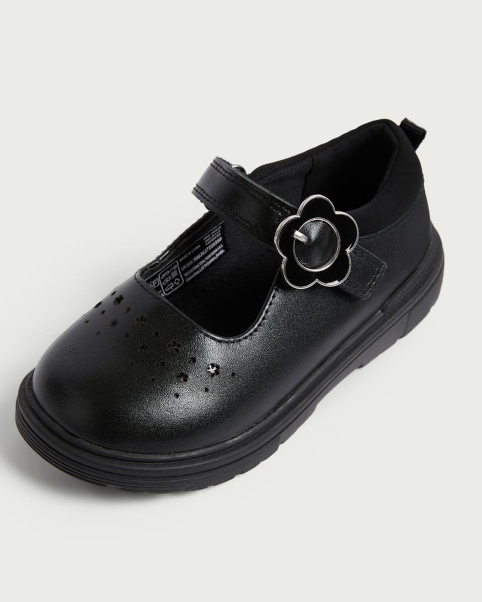 image 1 of F&F School Girls Leather Buckle Mary Jane Shoes in Black