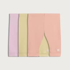 F&F 3-Pack Cotton Rich Ribbed Leggings in Pink