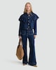 image 1 of The F&F Edit Pure Cotton Denim Ruffled Shirt in Navy