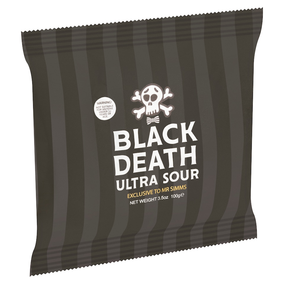 Black Death Ultra Sour Exclusive to Mr Simms extrém savanyú citromos cukor 100 g