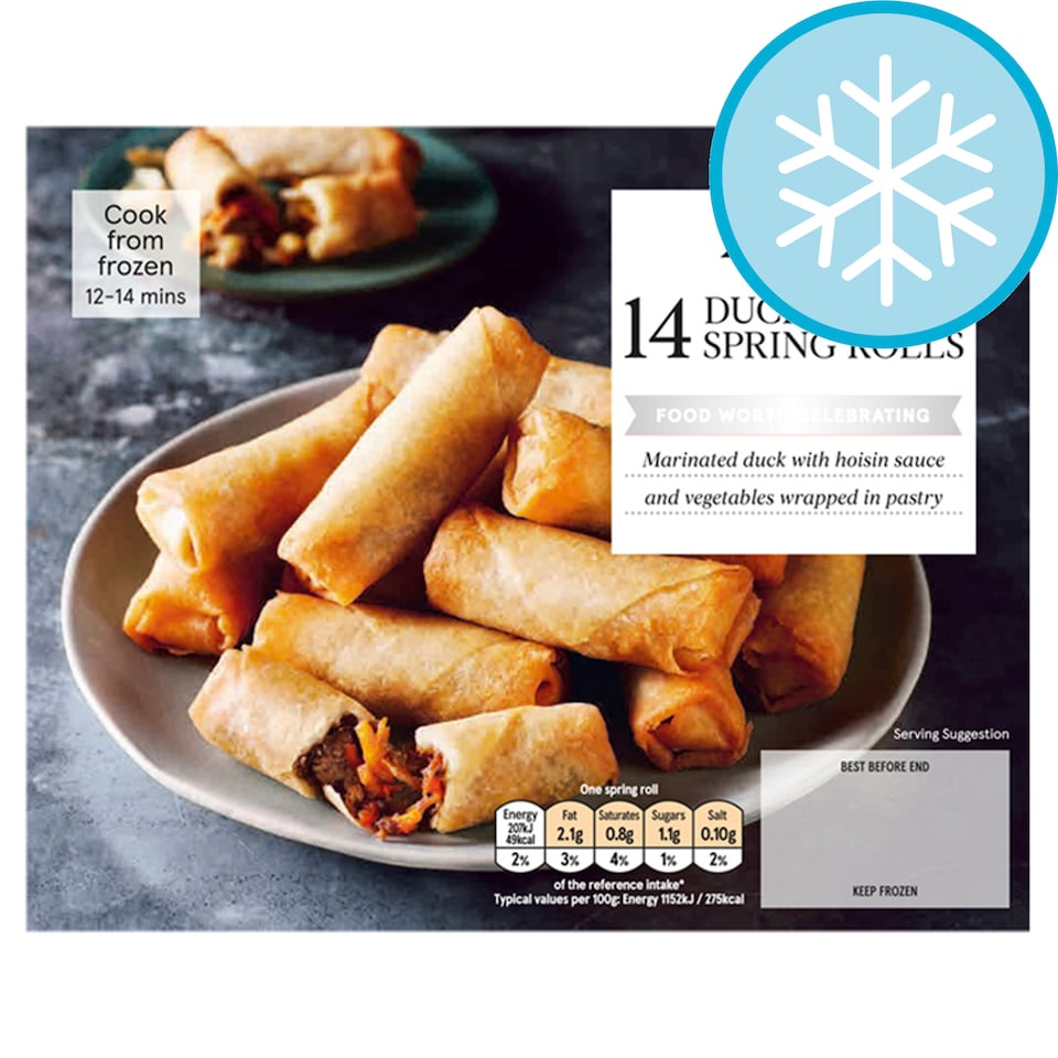 Tesco Duck Spring Rolls 14 Pack 252g