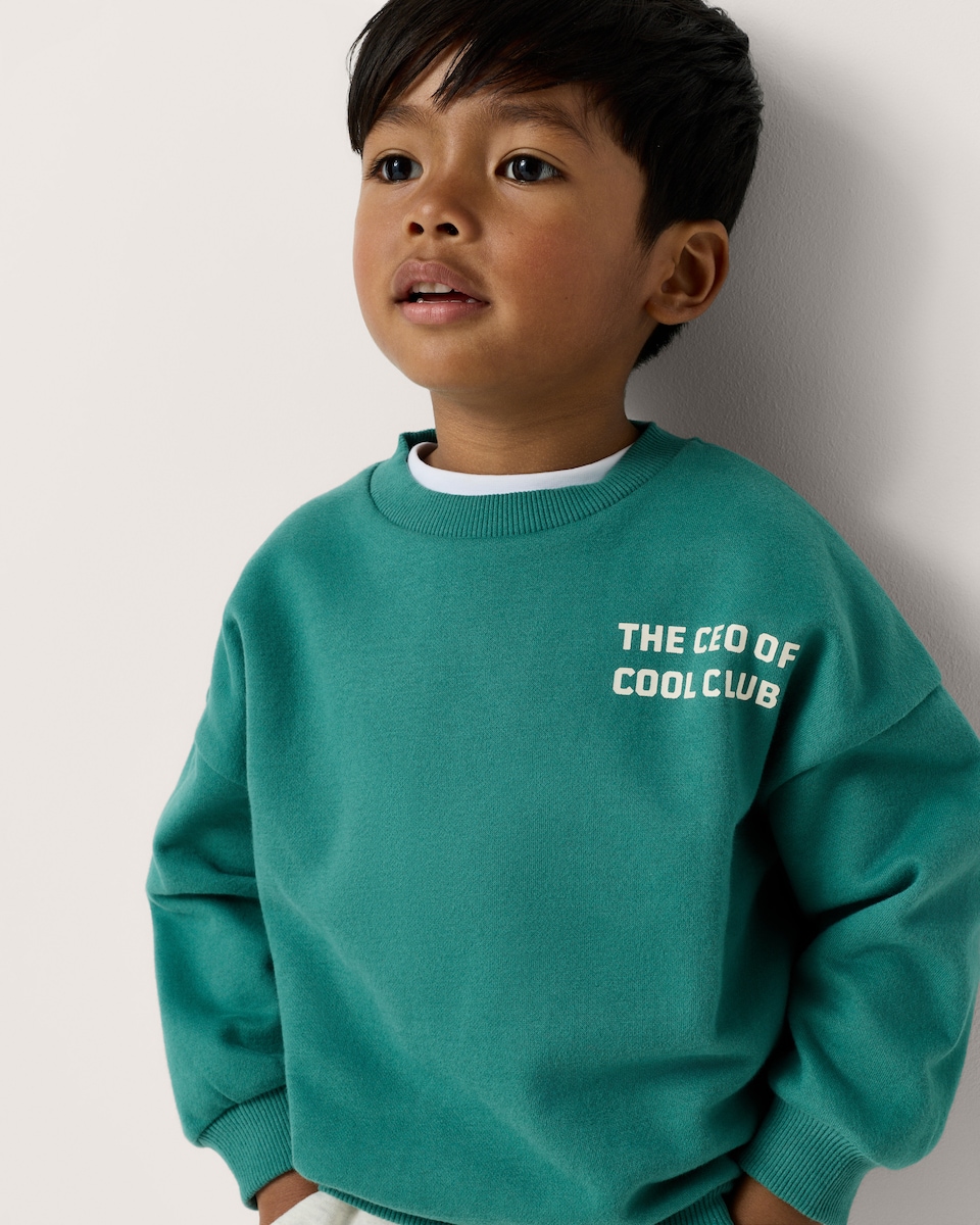 image 1 of F&F Boys 3-Pack Cotton Rich Sweatshirts in Green