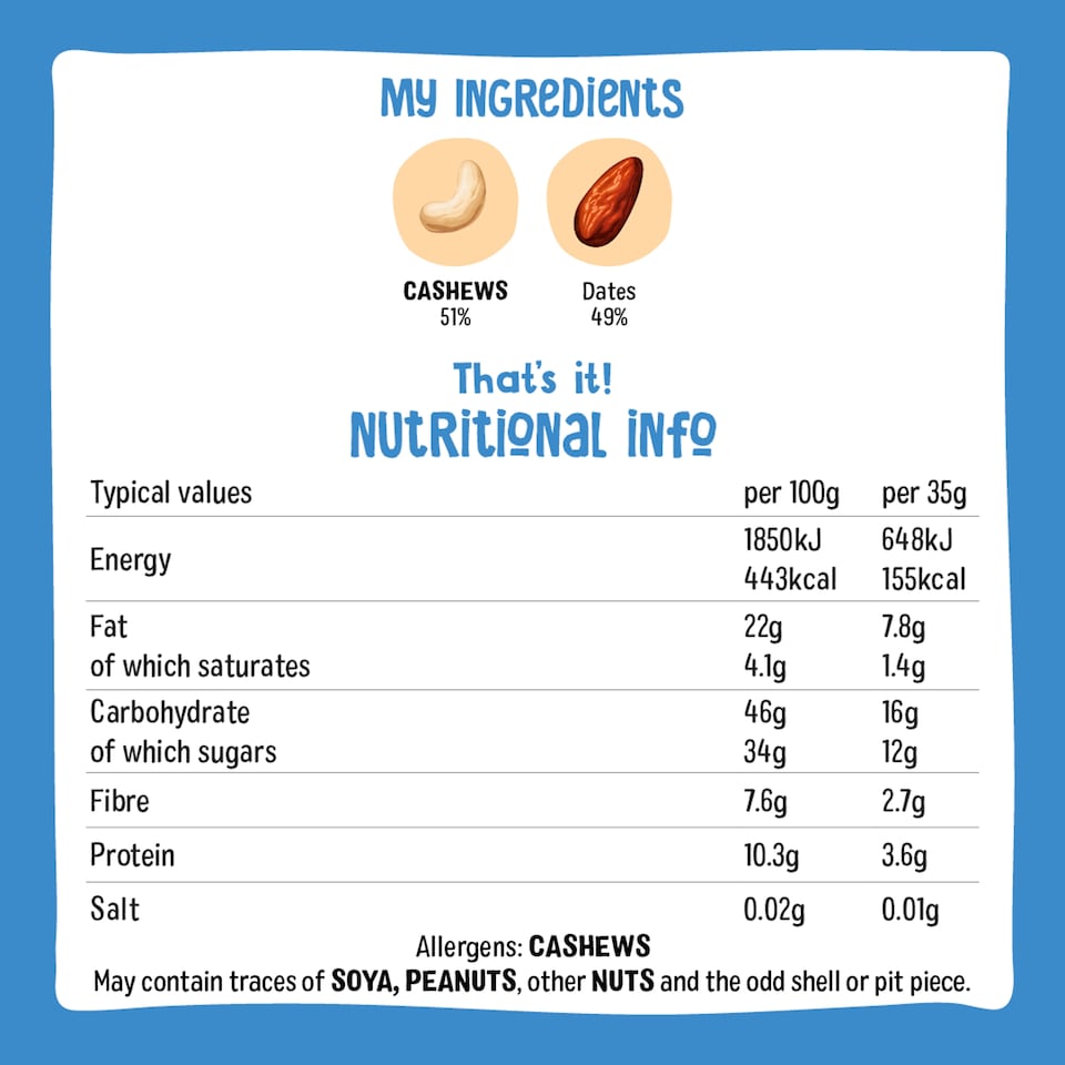 image 1 of Nakd Fruit & Nut Bars - Cashew Cookie 4 Pack 140g