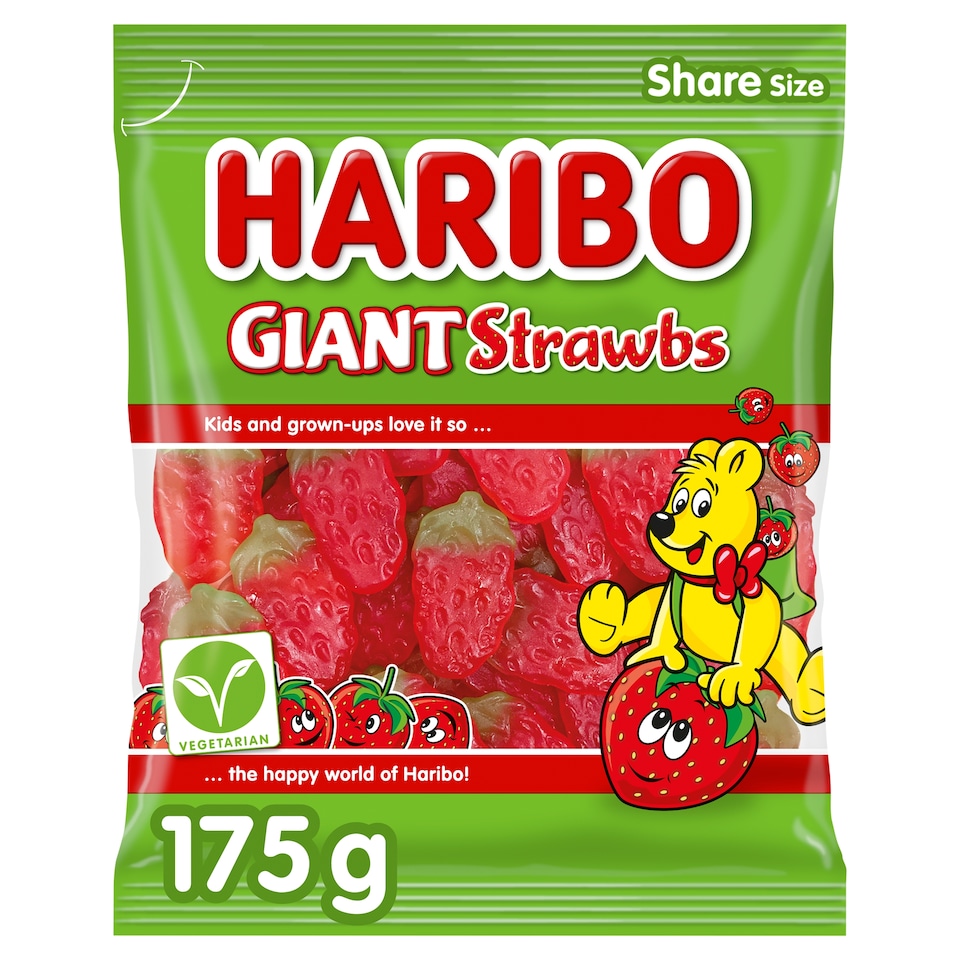 Haribo Giant Strawbs Fruit Gums 175G