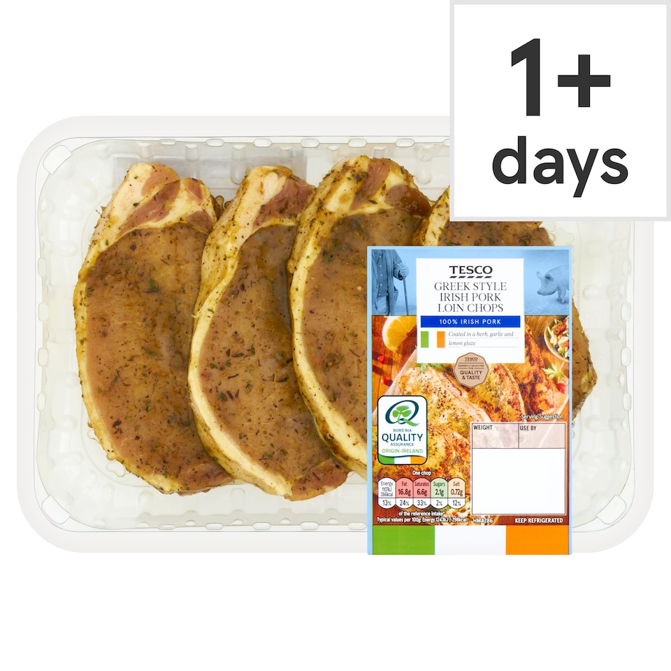 Tesco Greek Style Irish Pork Loin Chops 500g