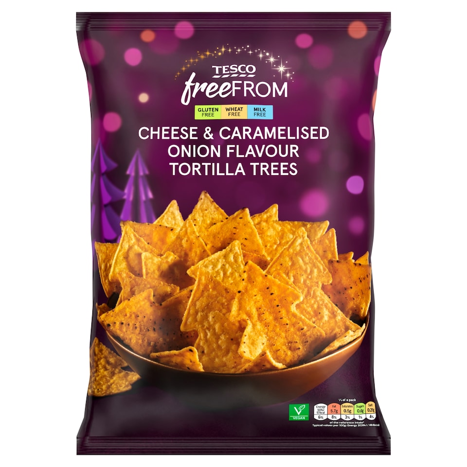 Tesco Free From Gluten-Free Cheese & Caramelised Onion Chutney Flavoured Trees Maize Snack 150 g