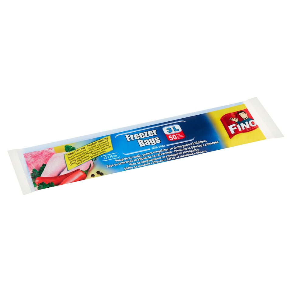 Fino Freezer Bags with Clips 3L 50 pcs