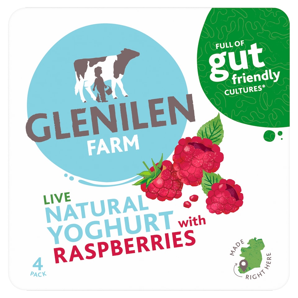 Glenilen Farm Raspberry Yoghurts 4X 125G