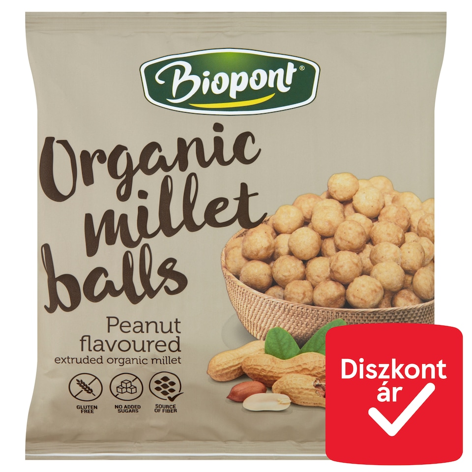 image 1 of Biopont Organic Gluten-Free Peanut Flavoured Millet Balls 75 g