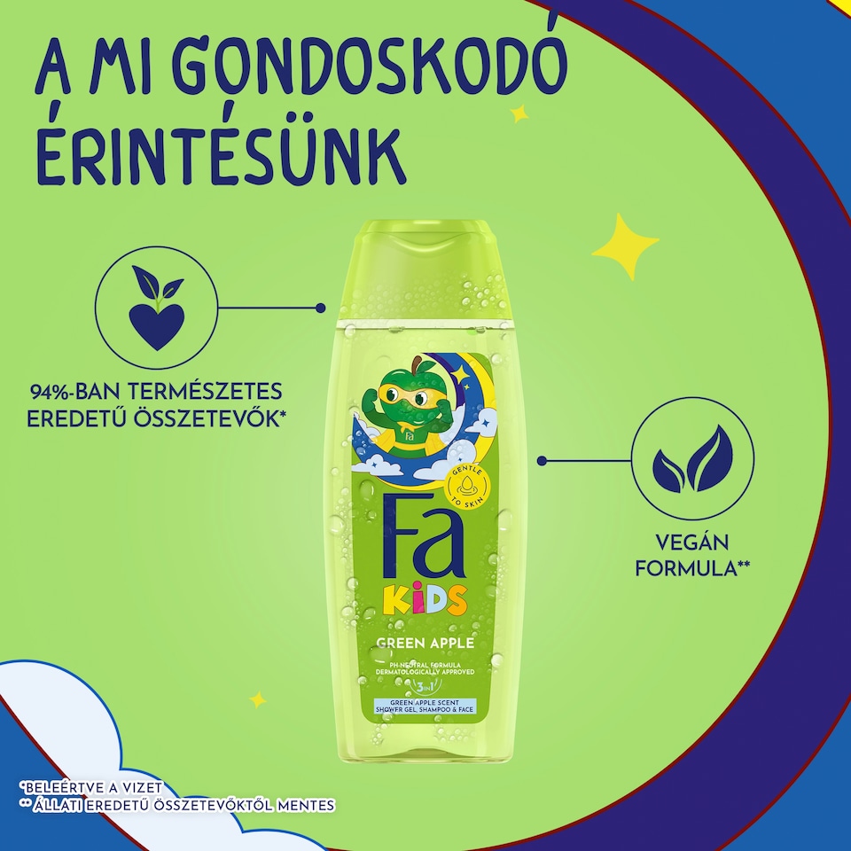 Fa Kids 3 az 1-ben tusfürdő és sampon zöldalma illattal 250 ml  1. kép